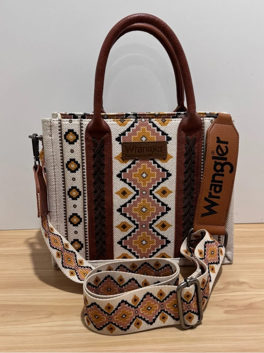 Wrangler SOUTHWEST PRINT MINI TOTE Crossbody Purse w/Strap + Mini Zip Card Case - Picture 5 of 15